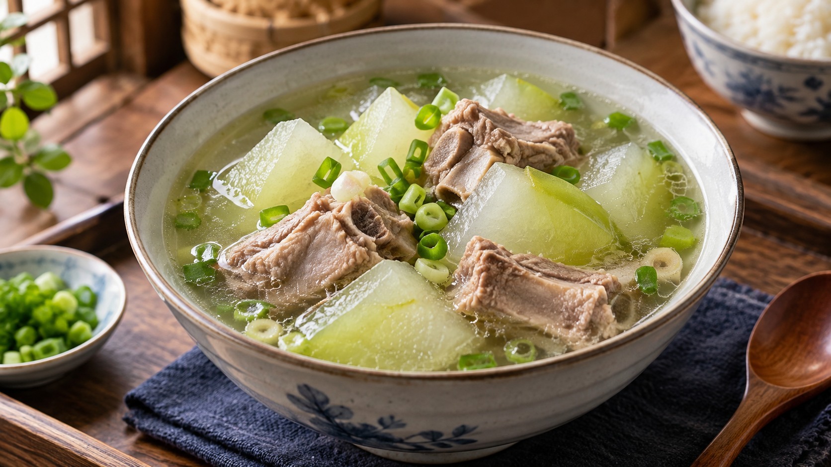 Herzhafte Rippchensuppe mit saftigem Wachskürbis (Donggua Paigu Tang)
