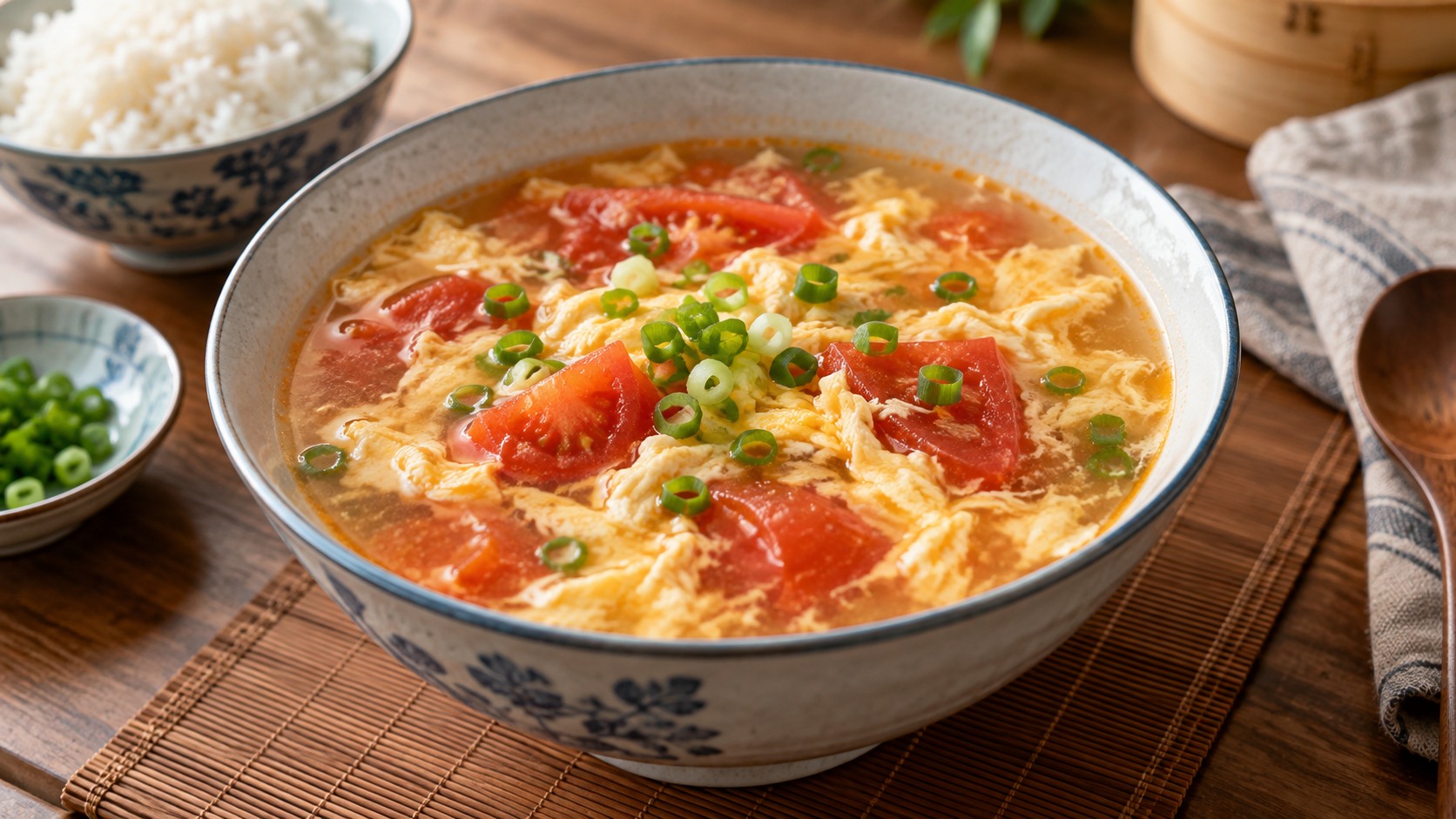 Aromatische Tomaten-Eiersuppe nach Hausfrauenart (Fanqie Jidantang)