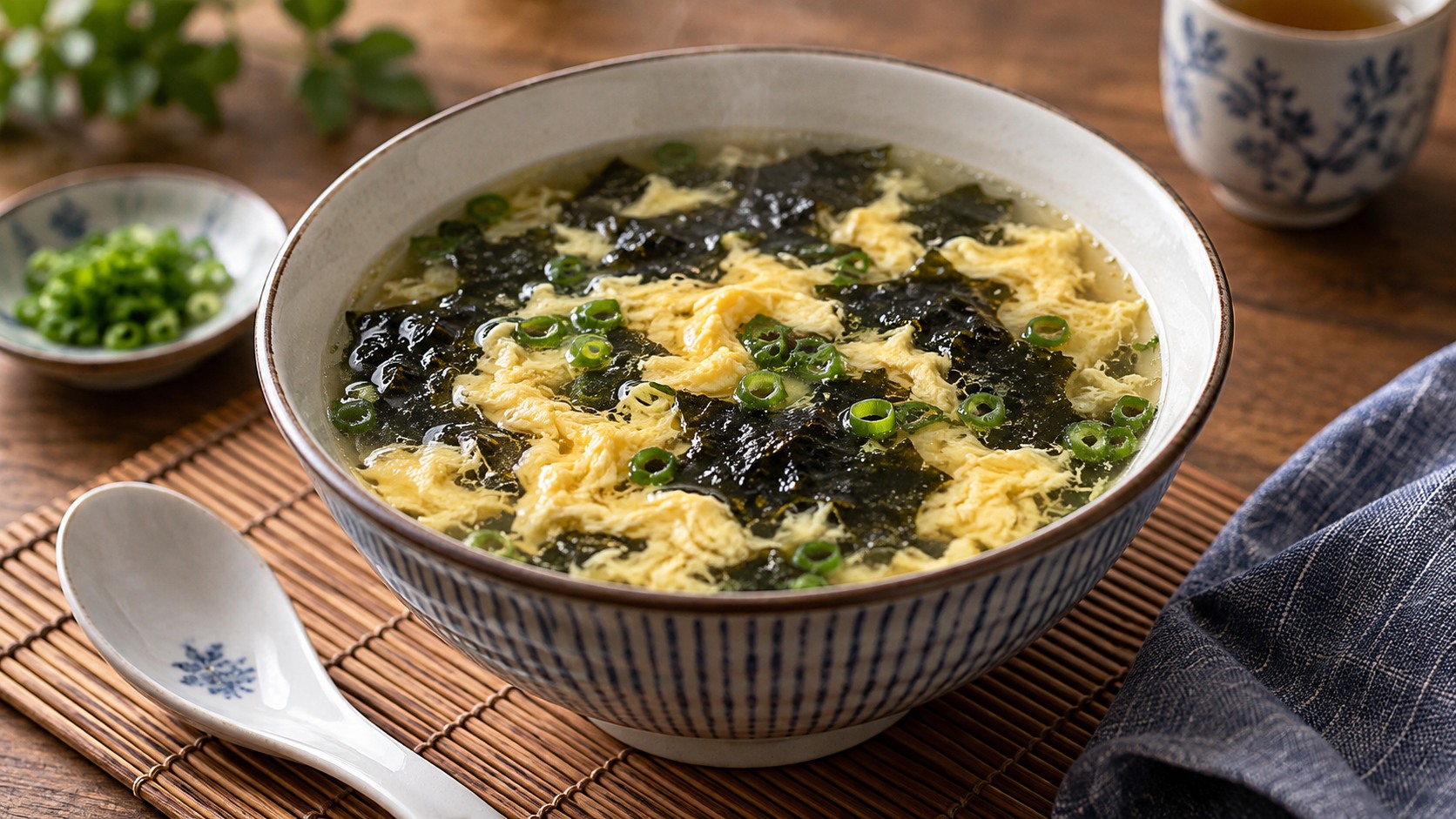 Traditionelle Nori-Algen-Eierblumensuppe (Zicai Danhua Tang)